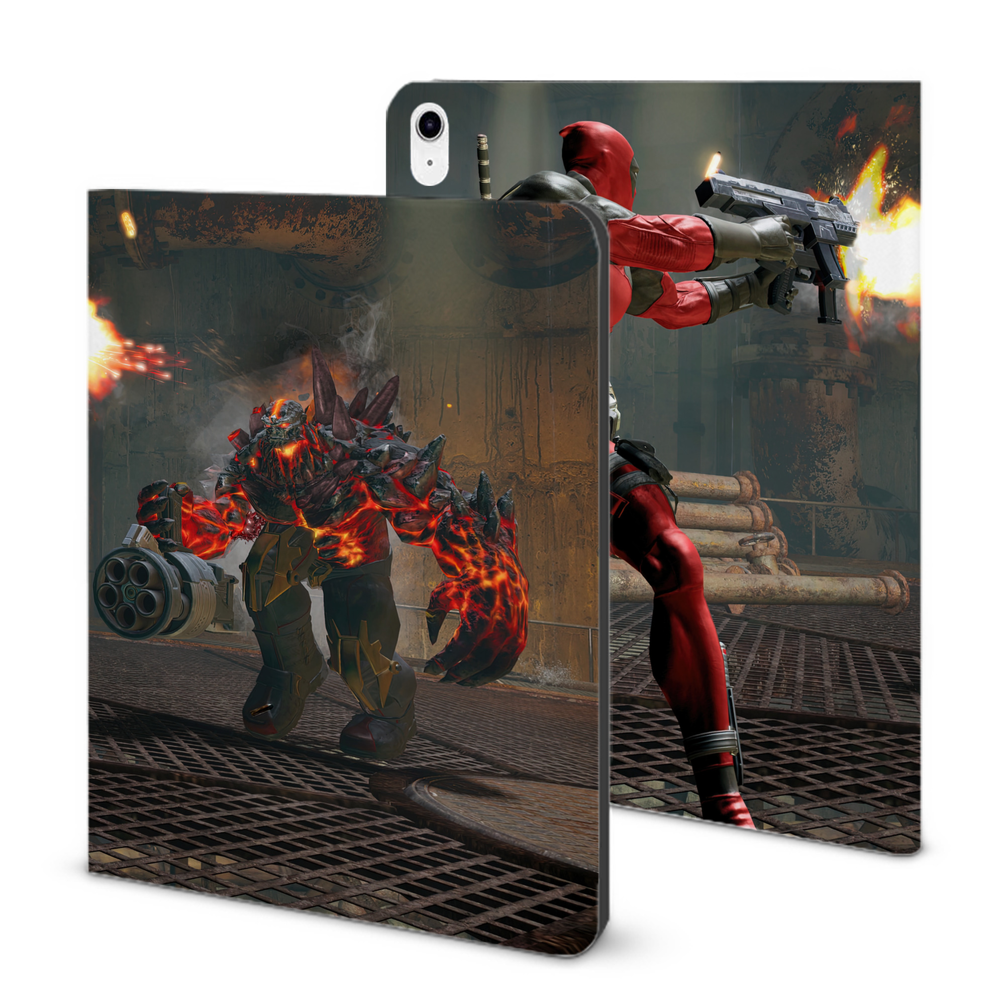 （画像用） Deadpool デッドプール IPad ケース ブック型 PUレザー TPU 耐衝撃 軽量 薄型 ペン収納なし 全面保護 IPad 各モデル対応